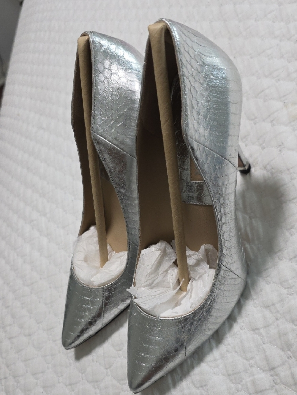 Michael Kors Metallic Silver Pointed Toe Pumps - Picture 4 of 12